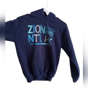 Zion National Park Blue Hooded Sweatshirt w Pocket Youth L